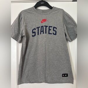 Nike Gray Tee with Black Patch and White Swoosh